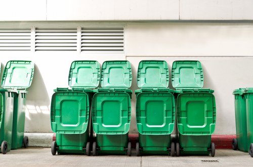 Organized furniture being cleared from a home